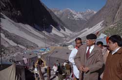 Chairman Mr N N Vohra and CEO Mr B B Vyas of Shri Amarnathji Shrine Board during visit to Shri Amarnathji Shrine.