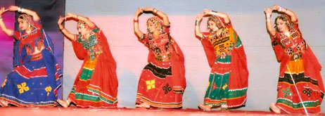 A view of dance presentation by school children during Navratra Festival.