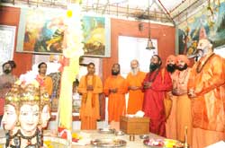 Chhari Poojan being performed on the auspicious occasion of Nag Panchami at Shri Amareshwar Temple, Srinagar, Kashmir.