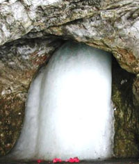 Naturally formed ice Lingam at Shri Amarnath