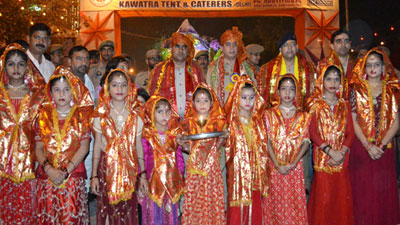 Participants at the Colourful Cultural Procession on Navratras