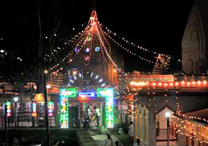 Decorated Temple in Jammu during Navratra Festival Celebrations