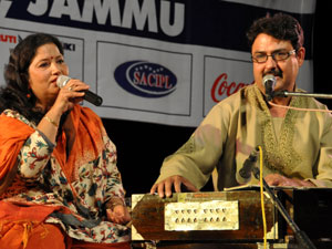 A view of artists performing during Sham-i-Ghazal