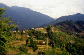 Hill side view of the mountains surrounding Jammu.