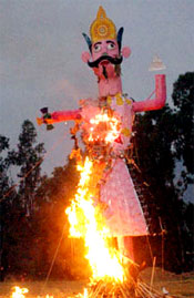 Effigy of Ravana on fire