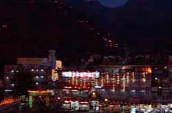 A night view of Katra Town decorated during navratras.