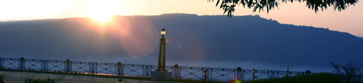 Sunrise view from the famous Amar Mahal on the backdrop of mountains in Jammu