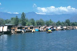 A view of Houseboats in Dal Lake.