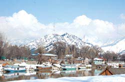 Srinagar during Winter Snowfall.