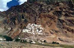 Karsha Monastery above the village