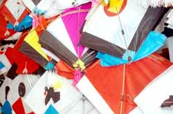 A view of Kites on display in Jammu.